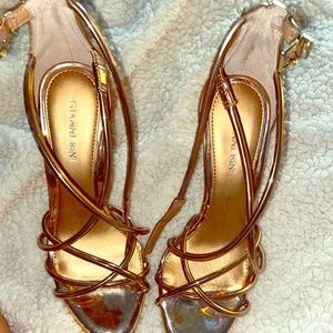 Heels, Gianni bini, straps, gold, nude